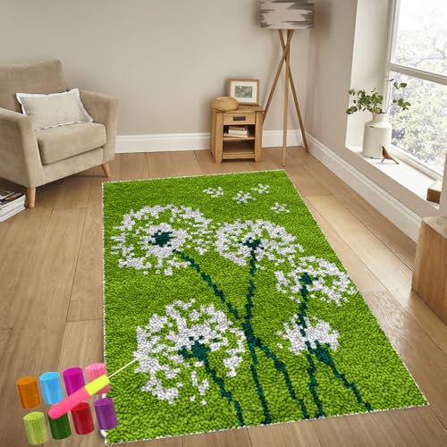 Knüpfteppich Zum Selber Knüpfen-Sets Groß Latch Hook Rug, Handarbeit Selbst Knüpfen Set, Vorgedrucktes Muster Leinwand Teppich Stickerei Handwerk Für Erwachsene Handarbeiten Diy Teppich 130 x 150 cm