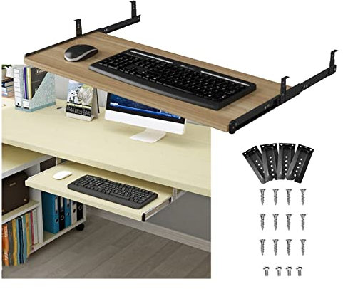 Wooden Keyboard Tray Mouse Storage Under Desk Drawer 54/60/70x27cm Ergonomic Posture Support Easy Assembly for Office/Home/School