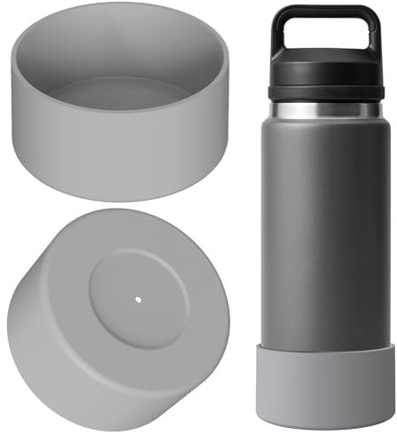 Linkidea Water Bottle Boot Compatible with YETI Rambler Bottle 26oz, Yonder 34oz, Silicone Anti-Slip Water Bottle Bottom Sleeve Cover Protector (Grey / 2 Pack)