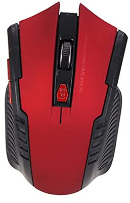 CAXUSD Souris sans Fil Optique De Jeu 2,4 Ghz pour Gamers Et Professionnels, Design Portable Léger 6 Boutons Et Réglage Dpi 3 Niveaux, Accès Bureau Et Gaming, Couleur Rouge