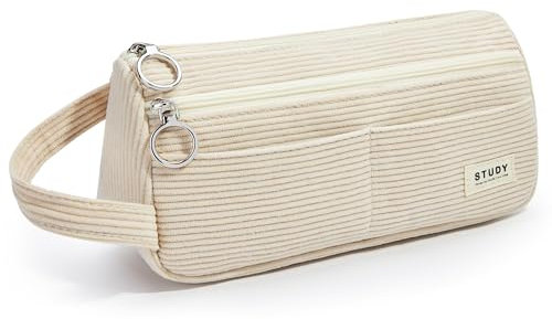 KALIDI Cord-Stoff Federmäppchen Aesthetic Mäppchen große Federmappe Mädchen Junge Teenager Erwachsene Schlamppermäppchen Pencil Case mit Tragegriff für Schule Büro