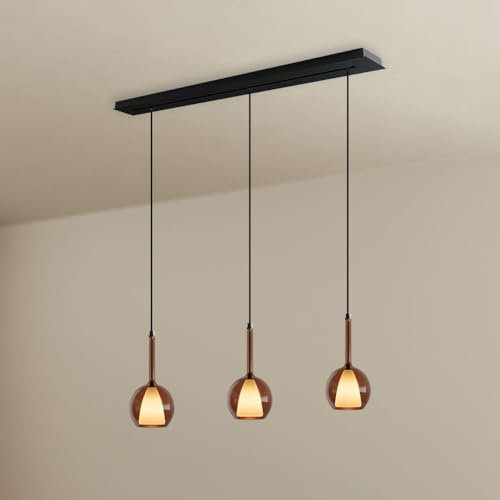 s.luce Belluna Esstisch Pendelleuchte 3-flammig 120cm Baldachin, Farbe:Braun