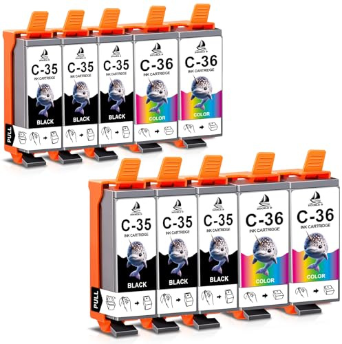 DOUBLE D PGI-35 CLI-36 Ink Cartridges for Canon PGI-35 CLI-36 Ink,10 Pack | Compatible for Canon 35 36 Ink Cartridge Work with Canon Pixma TR150 Pixma IP100 IP110 Maxify BX110 Pixma MINI-260 MINI-360