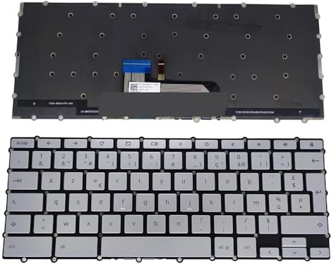 YLLOZDE C434 Keyboard Backlit For for Chromebook for Flip for C434TA E10013 Silver Keycaps 0KN1-AA1US12(FR French)