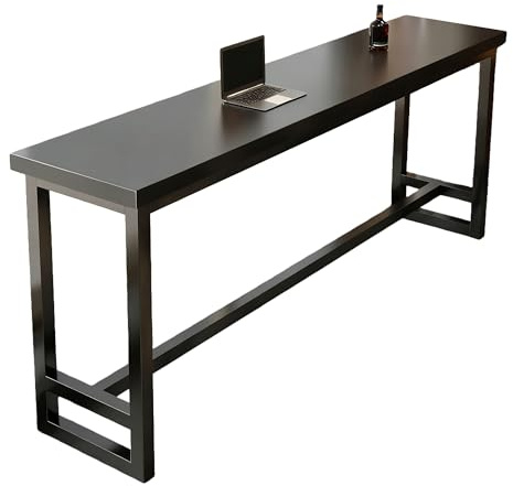 CUXAHO Bartisch Bistrotisch Stehtisch Esstisch, Metallgestell,Küchentisch, Küchentresen,Tischplatte aus MDF,rechteckiger Stehtisch(Nero,140x40cm/55x16in)