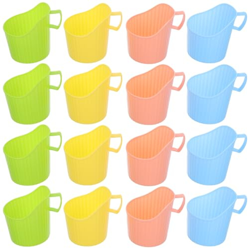 GATHINESS 20Pcs Insulated Cup Holders Anti-Scald Sleeve for Tea Coffee | Heat Proof Side Handle Protection, Spill Prevention Grip, for Office Party Desk Drink, 20 Pack Random Colored Plastic