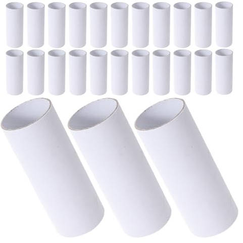 Zerodeko 40pcs White Cardboard Tubes for Crafts, Lightweight and Compact Cylindrical Paper Rolls for Toilet Roll Craft Projects, Creative DIY Art Supplies for Students and Classroom Use