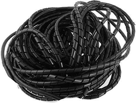 Copapa 21 m 68 pies PE negro polietileno espiral alambre Wrap Tube PC Manage Cable 6mm 1/4 '' para cable de ordenador, cable de coche (diámetro 6 mm - longitud21 m, negro)