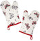 Lashuma Handschuhe rot - beige, 2X Küchenhandschuhe Schmetterlinge, Ofenhandschuhe 30x20 cm
