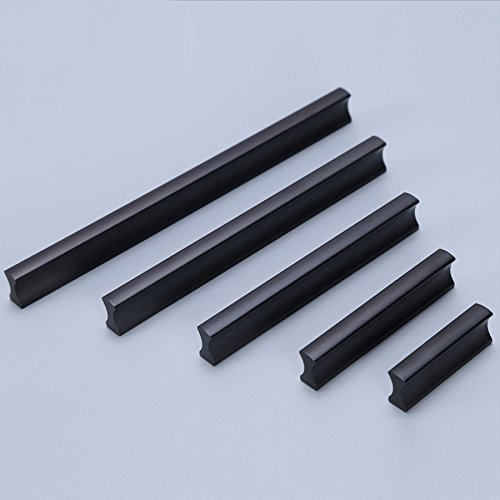 Voleseni™ Tirador de aluminio para muebles, para cajones de cocina, puertas, armarios, hogar, oficina, decoración (128 mm, negro)
