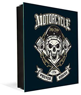 Schlüsselschrank mit rahmenlosen Whiteboard K03 Schädel von Biker