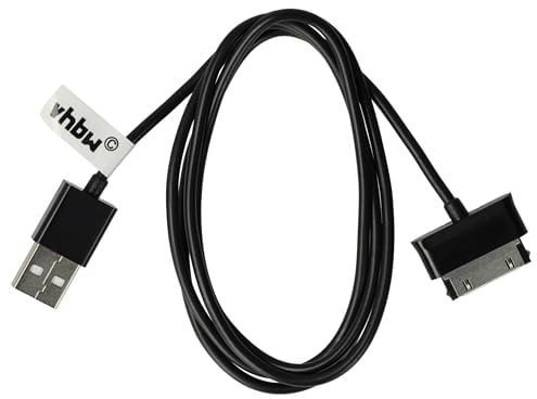 vhbw Câble de charge USB compatible avec Samsung Galaxy Tab GT-P5110, GT-P5113, GT-P5110 Wlan, GT-P5110 32GB, GT-P5100 32G, GT-P6200 tablette noir