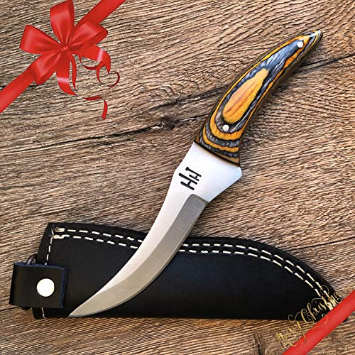 Hobby Hut HH-321 Couteau de Chasse Fait Main personnalisé avec Gaine, Couteau Buschraft à Lame Fixe Full Tang conçu pour Le Camping et la Survie