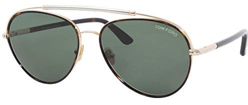 Tom Ford FT0748 52N 59-16-140 - Gafas de sol para Hombre, Color Habana Oscuro, lentes Verde
