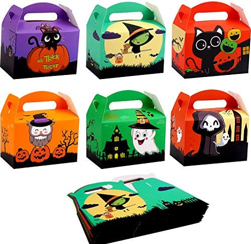 DIYASY 24pcs Halloween Candy Boxes, Treat Sweet Trick or treat Goody Boxes Paper Gift Boxes for Happy Halloween Party Gift Supplies .(15.5 * 9.5 * 10cm)
