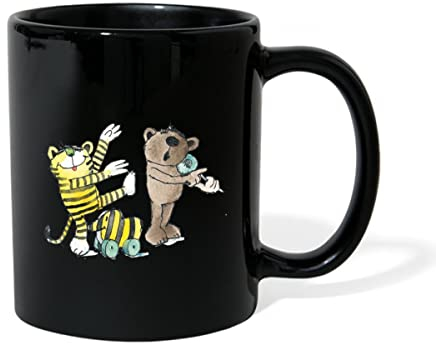 Spreadshirt Janosch Tiger und Freunde Machen Musik Tasse Einfarbig, One size, Schwarz