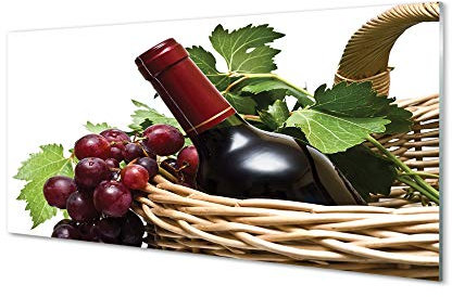 Tulup Glasbild - 140x70cm Wandbild Wein Trinken Dekorative Wohnzimmer Schlafzimmer Bild - Trash Weintrauben