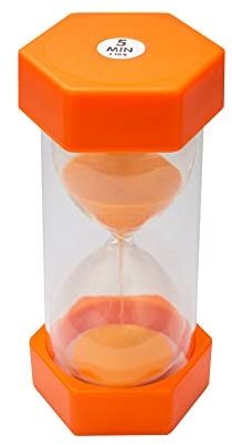 Sablier pour enfants – 5 minutes orange – 12,7 cm en verre acrylique recouvert pour salle de classe, maison et chambre d'enfant – Paquet moyen