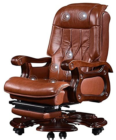 BKWJ Sillas de Escritorio de Oficina en el hogar, Silla de Juego de computadora, sillas de Masaje con reposapiés, sillas giratorias Silla de videojuega, sillas Ajustables de Cuero