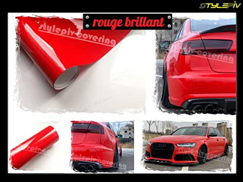 stylepiv-wrap Film Covering Rouge Brillant 152 x 30 cm Vinyle adhésif thermoformable