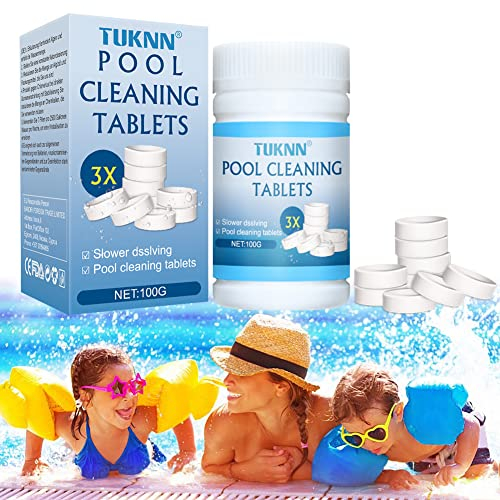 Pool Cleaning Tablets,Chlorine Tablets for Paddling Pool,Multifunction Chlorine Tablets,Chlorine Tablets for Pool,Magic Pool Cleaning Tablets,Chlorine Tablets for Swimming Pools Spa,100g