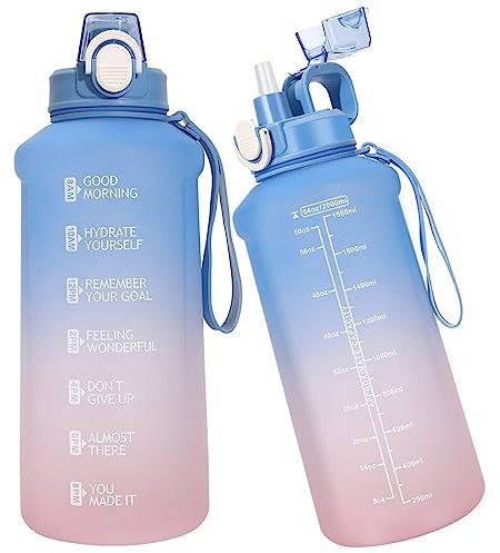 WENLIM 2 Litri Motivazionale Borraccia Sportiva con cannuccia, 2L Bottiglia Acqua con Indicatore del Tempo, Senza BPA