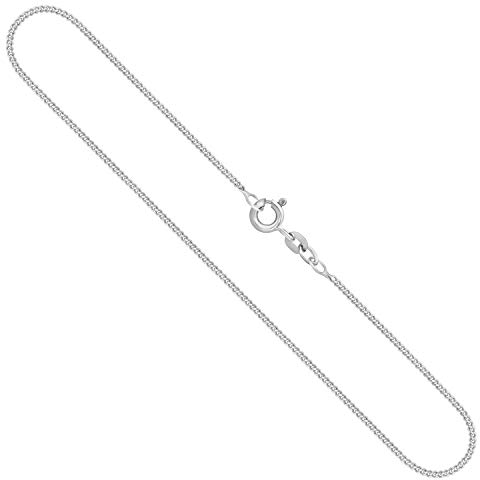 EDELIND Goldkette Damen Herren Echt Gold 1.4 mm, Panzerkette flach 750 aus Weißgold, Kette Gold mit Stempel, Halskette mit Federring, Länge 42 cm, Gewicht ca. 3.4 g, Made in Germany