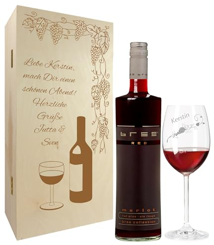 laser-diele Geschenk zum Geburtstag – Wein Geschenksets – Weinglas mit Gravur 460ml – Geschenke für Freunde – Rotwein (Weinrebe)
