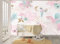 Papier peint photo licorne magique pour enfants - Fleurs et oiseaux - Pour chambre d'enfant - 366 cm x 254 cm - Décoration murale