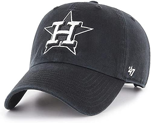 ‘47 MLB Cap with Adjustable Strap, Black/White, Houston Astros Black White, One Size