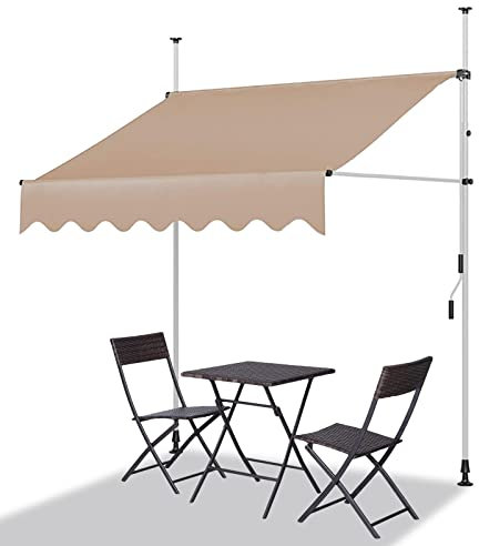 Sonnenschutz Ohne Bohren, klemmmarkise mit Kurbel, Markisen für Terrasse, Markise Balkon Gelenkarmmarkise, Standmarkise für Türen, Fenster, Veranda, Hinterhof, Garten ( Color : Beige-B , Size : 2m/78i