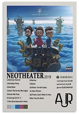 AJR Neotheater 2019 Leinwand-Poster, Schlafzimmerdekoration, Landschaft, Büro, Valentinstag, Geburtstag, ohne Rahmen, 30 x 45 cm