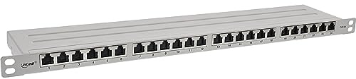 InLine® 19 Patchfeld Cat.6A 0,5 HE 24-Fach, mit Staubschutz, grau