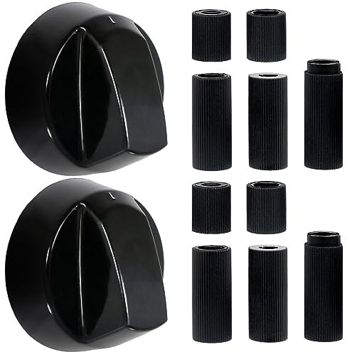 2 uds Manija perillas mando Universal para Horno Incluye 10 Adaptador,Perillas de Control para todas las Marcas de Horno,Placa de Cocción y Cocina,Mandos Cocina Gas Botones de Interruptor-Negro