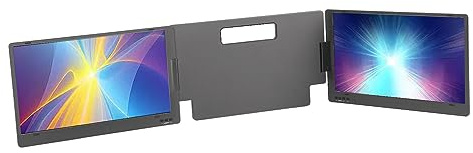 Monitor Portatile Triplo, Porta di Tipo C Dual Screen Extender Multitasking Grigio Argento 14 Pollici per Laptop Entro 15,6 Pollici (#1)