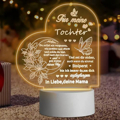 LED Lampe Nachtlicht aus Acryl, Personalisiertes Geschenk für Tochter - Kinder Geschenk für Weihnachten und Erntedankfest