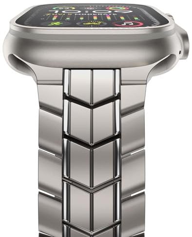 NewWays 49mm 46mm 45mm 44mm 42mm(Serie 3 2 1) Kompatibel mit Titan Armband,Titan Grad 2 Gliederarmband Ersatzarmbänder für Ultra 2/Ultra,Series 10/9/8/7/6/5/4/3/2/1/SE