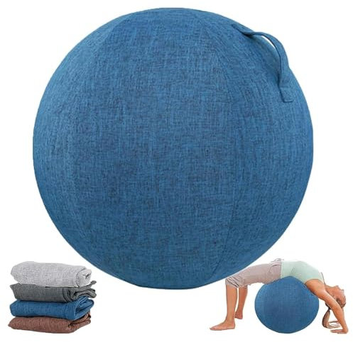 Homnova Sitzball Abdeckung, 55 cm / 65 cm / 75 cm Baumwolle + Leinen Schutz Yoga Ball Abdeckung Faltbar Sitzbälle Stoff Bezug Für Fitnessball Pilates Yogaball,Blau,65cm