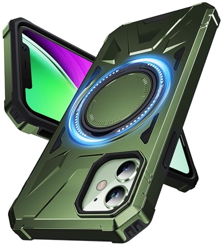 Chicfun Armour Warrior Coque pour iPhone 11 avec 360°Spin Support Anneau [Protection Antichoc Militaire n°1, 360° Robuste] Coque iPhone 11 Case Pied Bague Vert