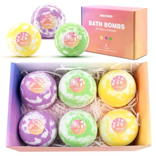 RISVOWO Badebomben Geschenkset, 6 Stück Badebomben Geschenkset für Kinder, Handgemachte Badebomben Kinder Geburtstagsgeschenk für Mädchen und Jungen Mama, Frau (Drei Düfte)