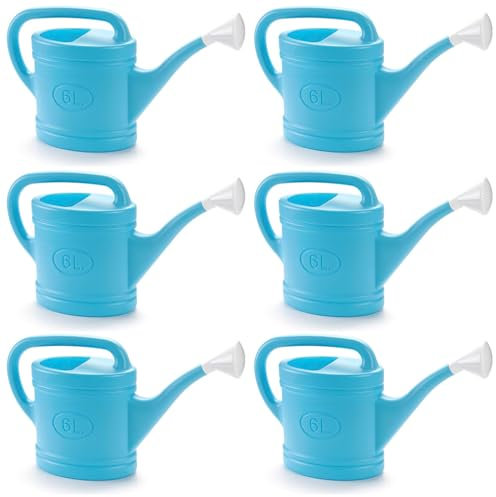 Acan Tradineur - Confezione da 6 Annaffiatoi in plastica, capacità 6 litri, utensili da giardinaggio, irrigazione, casa, balcone, terrazzo, patio, colore blu