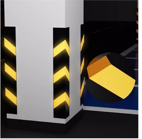 PHLEPS Garagen Wandschutz Eckkantenschutz for Garagen, 80 X 10 X 0,8 cm, Gummieckenschutz, Reflektierender Warnstreifen for Garagen for Parkplätze, Lager (Color : Black+Yellow, Size : 58PCS)
