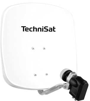 TechniSat DIGIDISH 45 – Satelliten-Schüssel für 4 Teilnehmer (45 cm kleine Sat Anlage - Komplettset mit Wandhalterung, Quattro-Switch-LNB und An-Rohr-Fitting) weiß