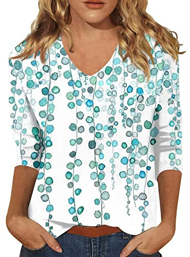 SCBFDI Italienische Mode Damen 3/4 Ärmel Hemden Plus Größe Floral Gedruckt
