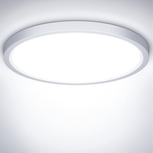 NIBSHOOM Plafon LED Techo, 18W 1800LM 6500K Lampara Techo, IP44 Impermeable Plafones para Techo Led Lampara Led Techo Dormitorio Cocina Pasillo Baño Sala, Ø22cm
