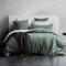 SOULFUL Housse de Couette 220x240 Coton, Verte Sauge Ensembles de Housse de Couette avec Fermeture Éclair, 100% Coton Lavé, Texture Lin, Parure de Lit 220x240 Coton avec 2 Taie d'oreiller 65x65 cm