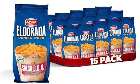 AMICA Chips | Eldorada Patatine Gusto Salsa Barbecue, Lenta Cottura, Taglio Spesso e Croccante, Senza Glutine, 15 Pezzi x 130 gr