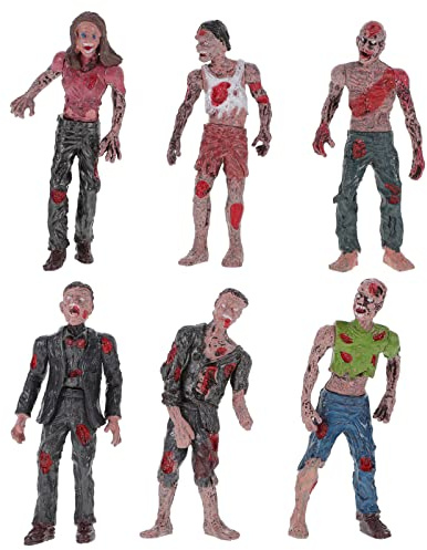 BESTonZON Figurines d'action Zombie 6 Pièces Jouets Effrayants Walking Dead avec des Caractéristiques Réalistes Poupées Zombies Modèles De Cadavres De Terreur Poupées Terreur avec des