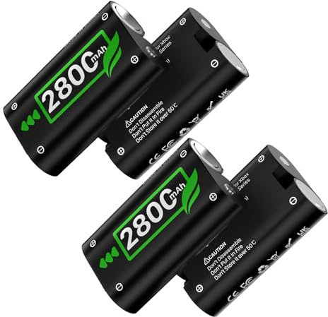 (2800mAh) Batterie pour Manette Xbox One, 2025 Nouvelle Mise à Niveau 0 Cycle Batterie Rechargeable de capacité supérieure pour Xbox One/One S/One X/One Elite, Xbox Series S/X - 4 Packs