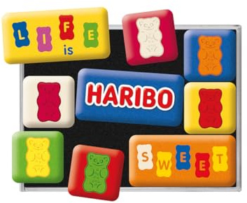 Nostalgic-Art Retro Kühlschrank-Magnete, 9 Stück, HARIBO – Life is Sweet – Geschenk-Idee für Naschkatzen, Original Lizenzprodukt (OLP), Magnetset für Magnettafel, Vintage Design